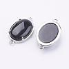 Brass Natural Black Agate Links connectors G-E398-04H-1