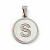 304 Stainless Steel with White Shell Pendants STAS-G268-01S-P-2