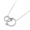 304 Stainless Steel Pave Clear Cubic Zirconia Heart & Ring Pendant Necklaces for Women NJEW-K276-06P-1