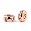 Brass Micro Pave Clear Cubic Zirconia Beads ZIRC-P091-01B-RG-RS-2