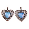 Synthetic Opalite Peach Love Heart Pendants G-G158-01-10-1
