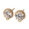 Brass Pave Clear Cubic Zirconia Stud Earring Findings KK-Z121-14G-1