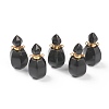 Faceted Natural Black Agate Pendants G-H252-B02-1