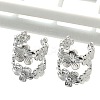 304 Stainless Steel Flower Cuff Earrings for Women EJEW-A118-03P-2