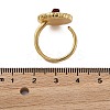 Flower Pattern Brass Enamel & Natural Freshwater Pearl Open Cuff Rings for Women RJEW-G342-01G-02-5
