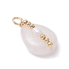 Copper Wire Wrapped Natural Rose Quartz & Natural Cultured Freshwater Pearl Beads Pendants PALLOY-JF03645-01-3