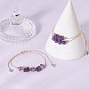 3Pcs 3 Style Natural Amethyst Braided Bead Bracelets Set BJEW-JB09334-02-2
