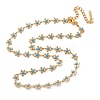 Bohemian 304 Stainless Steel Enamel Deep Sky Blue Flower Link Chain Necklaces for Women NJEW-Z061-01G-4