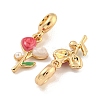 Rack Plating Alloy Enamel Flower European Dangle Charms FIND-B034-45G-02-2