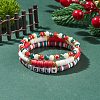 3Pcs 3 Style Polymer Clay Heishi Surfer Stretch Bracelets Set with Word Jolly Acrylic Beads BJEW-TA00129-2
