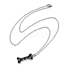 304 Stainless Steel Black Enamel Paw Print Bone Pendant Pet Urn Ashes Necklaces LS-NJEW-S455-06P-4