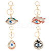 4Pcs 4 Styles Alloy Rhinestone Keychain KEYC-DC0001-21-1
