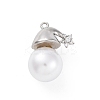 Rack Plating Brass with Cubic Zirconia Pendants and ABS Imitation Pearls Pendants KK-Q010-09P-1