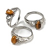 Oval Natural Tiger Eye Adjustable Rings RJEW-Q818-01P-10B-1