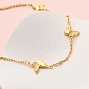 304 Stainless Steel Butterfly Link Chain Necklaces for Women NJEW-G178-05G-3
