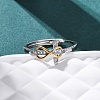 Brass Micro Pave Clear Cubic Zirconia Adjustable Finger Rings for Women RJEW-S624-03PG-1