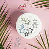 6 Pairs 6 Colors Alloy Hollow Star Dangle Stud Earrings with Rhinestone for Women EJEW-FI0001-87-4
