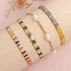 5Pcs Glass Seed Bead & Brass Beads Stretch Bracelets for Women GJ3337-1-2