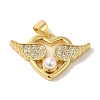 Rack Plating Brass Micro Pave Clear Cubic Zirconia Pendants KK-P267-02G-1