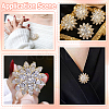 1Pc Flower Brass Pave Clear Cubic Zirconia Brooches JEWB-BBC0001-04-5