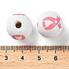 Printed Wood European Beads WOOD-Z002-05-3