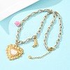 304 Stainless Steel with Glass & Resin Heart Pendant Polyester Rope Necklaces for Women NJEW-K252-12G-2
