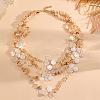 Ocean Natural Shell Chip Beaded Multi Layered Necklaces with Alloy End Chains for Women WGD1A0B-01-2