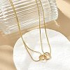 304 Stainless Steel Double Layer Snake Chain 2-Ring Link Necklaces LS-NJEW-R017-01G-1