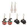 3Pairs 3 Styles Halloween Alloy Enamel Dangle Earrings EJEW-JE05823-1