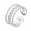 304 Stainless Steel Curb Chain Open Cuff Ring RJEW-T023-58P-3