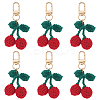 6Pcs Cherry Wool Knitting Pendant Decorations HJEW-CP0001-18G-1