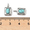 Dyed Synthetic Turquoise Rectangle with Oval Charms STAS-L022-516P-01-3