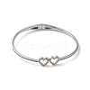 Rack Plating Brass Micro Pave Clear Cubic Zirconia Hollow Double Heart Hinged Bangles BJEW-H616-02P-2