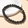 Natural Golden Sheen Obsidian Bead Stretch Bracelets X-BJEW-K212-A-020-6