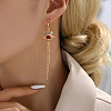 Fashionable Classic Brass Cubic Zirconia Eye Tassel Hoop Earrings MP5699-4