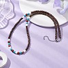 Summer Beach Natural Red Jasper & Synthetic Turquoise & White Shell & Coconut Beaded Necklaces NJEW-JN05011-2
