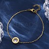 Flat Round 304 Stainless Steel Cubic Zirconia Pendant Necklaces & Bracelets & Stud Earrings Sets for Women SJEW-C004-19G-3