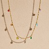 304 Stainless Steel with Flat Round Rhinestone Tassel Anklets FS-WG612B1-02-3
