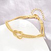 Brass Chain Knot 2-Strand Bracelets for Women KK-CBA68DA-17A-G-2