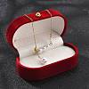 Ion Plating(IP) 304 Stainless Steel & White Plastic Pearl Round Pendant Lariat Necklaces for Women NJEW-P320-18G-3