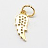 CZ Brass Micro Pave Cubic Zirconia Wing Charms ZIRC-L018-18G-2