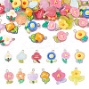 48Pcs 12 Styles Translucent Resin Pendants RESI-TA0001-93-1
