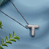1Pc Brass Micro Pave Cubic Zirconia Letter Pendant Necklaces NJEW-LP0001-43T-P-3
