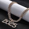 Brass Full Crystal Rhinestone 2025 Pendant Necklaces for Women NJEW-Q005-01G-4