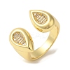 Brass Micro Pave Clear Cubic Zirconia Open Cuff Rings for Women RJEW-U008-02B-G-1