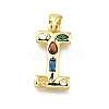 Brass Micro Pave Clear Cubic Zirconia Pendants KK-G521-01G-I-01-1
