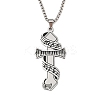 201 Stainless Steel Enamel Electronic Piano Cross Pendant Box Chain Necklaces NJEW-M076-01P-02-1