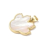 Brass Pave Natural Shell Pendants KK-L239-068G-2
