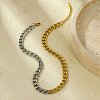 Two Tone 304 Stainless Steel Cuban Link Chain Necklaces NJEW-D303-02GP-2