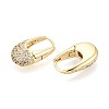 Brass Micro Pave Clear Cubic Zirconia Oval Hoop Earrings EJEW-K267-17G-2
